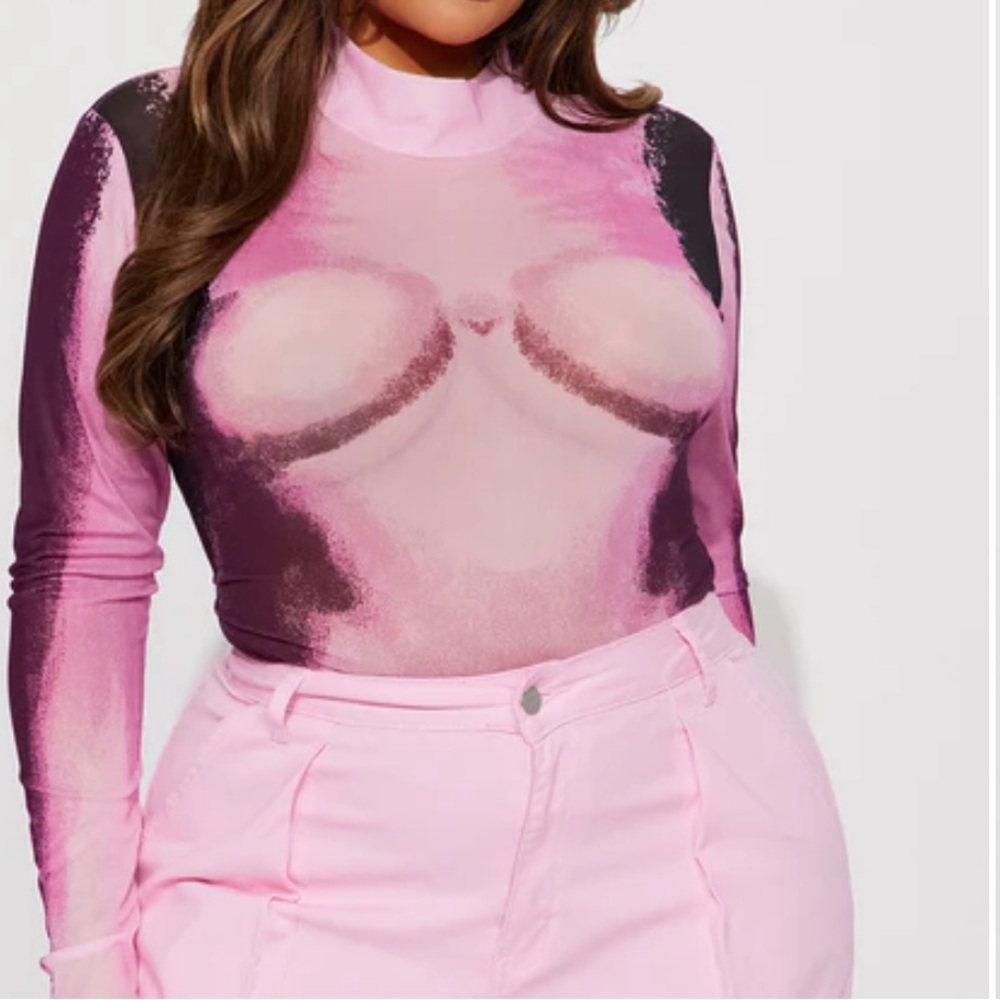 NWT Fashion Nova Vibrant Pink and Black Top